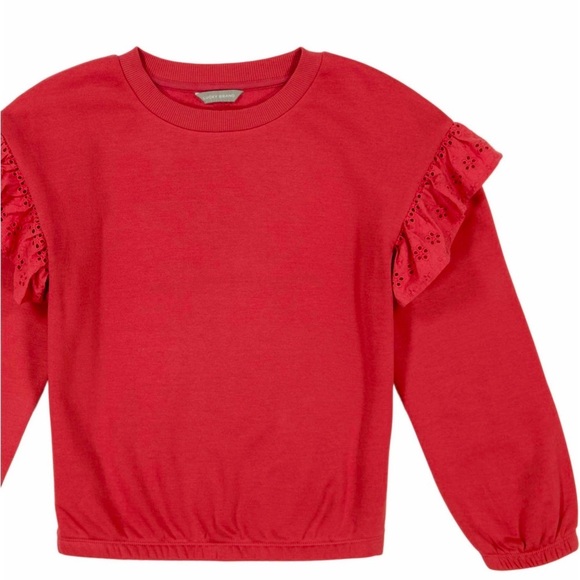 Lucky brand girls embroidered eyelet ruffle sweater - big kid girl NWT - Picture 2 of 2